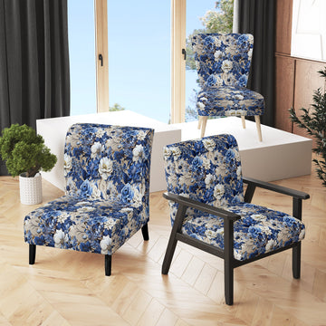 Cobalt Blue Chinoiserie Ii Victorian Pattern - Cottage Accent Side Chair